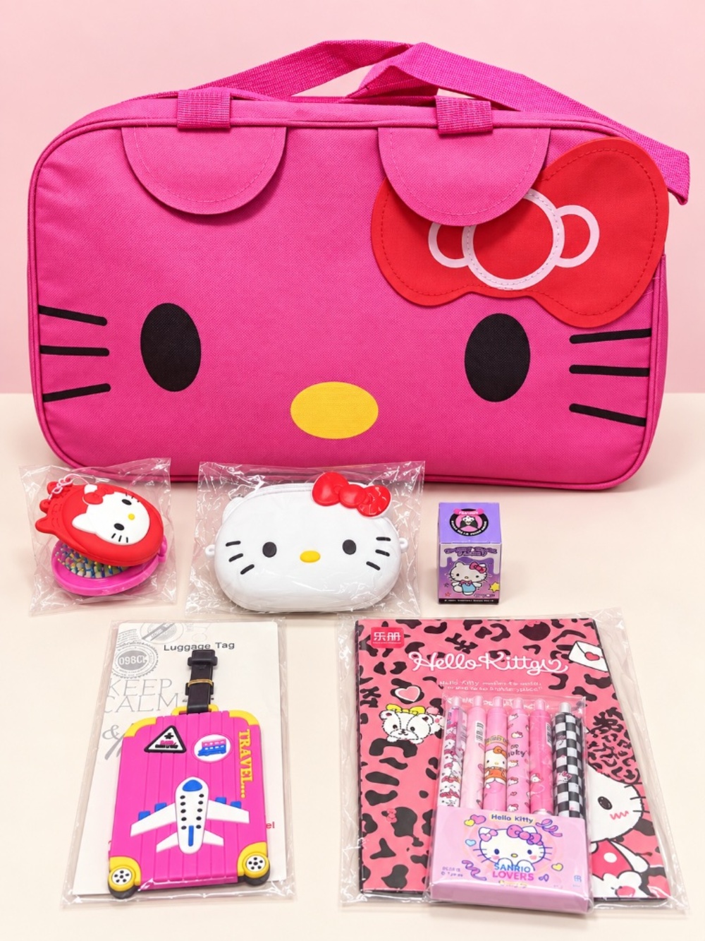 Hello Kitty Kids Travel Bundle with Surprise Pink or Red Hello Kitty Bag